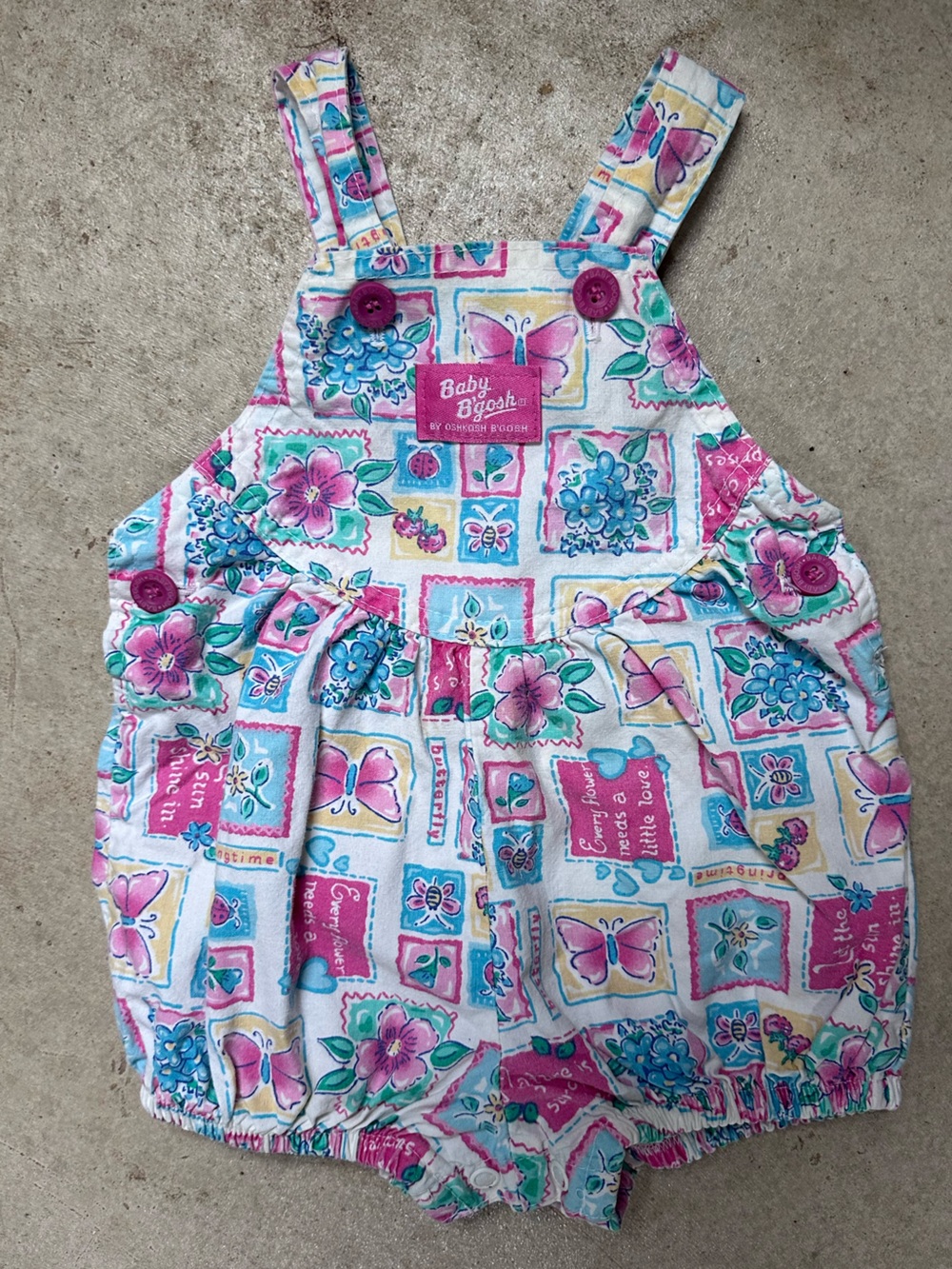 Vintage Baby B’gosh Vestbak Bubble Romper USA 6-9M Floral Butterfly Cotton Rare